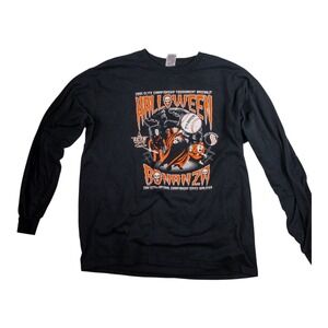 Men's Baseball Bonaza T Shirt Size Large Black Long Sleeve Crew Neck Cotton